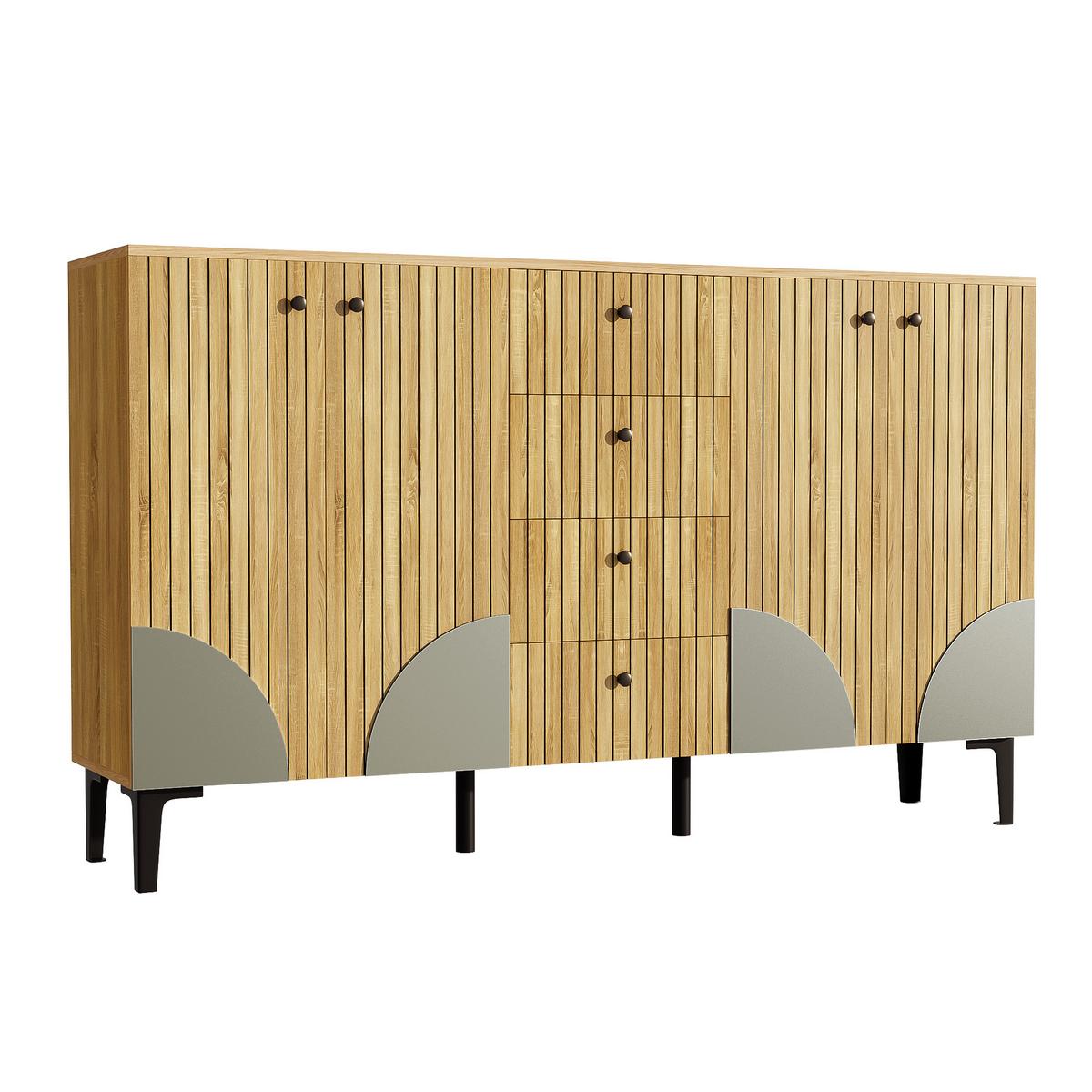 SIDEBOARD holz-optik mit 4 türen & 4 schubladen - Naturfarben, Holzwerkstoff (160/94/36cm) - Urban Meuble