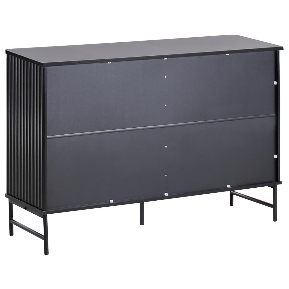 SCHRANK Schwarz Glastonbury - Schwarz, Holzwerkstoff/Metall (120/80/40cm) - Beliani