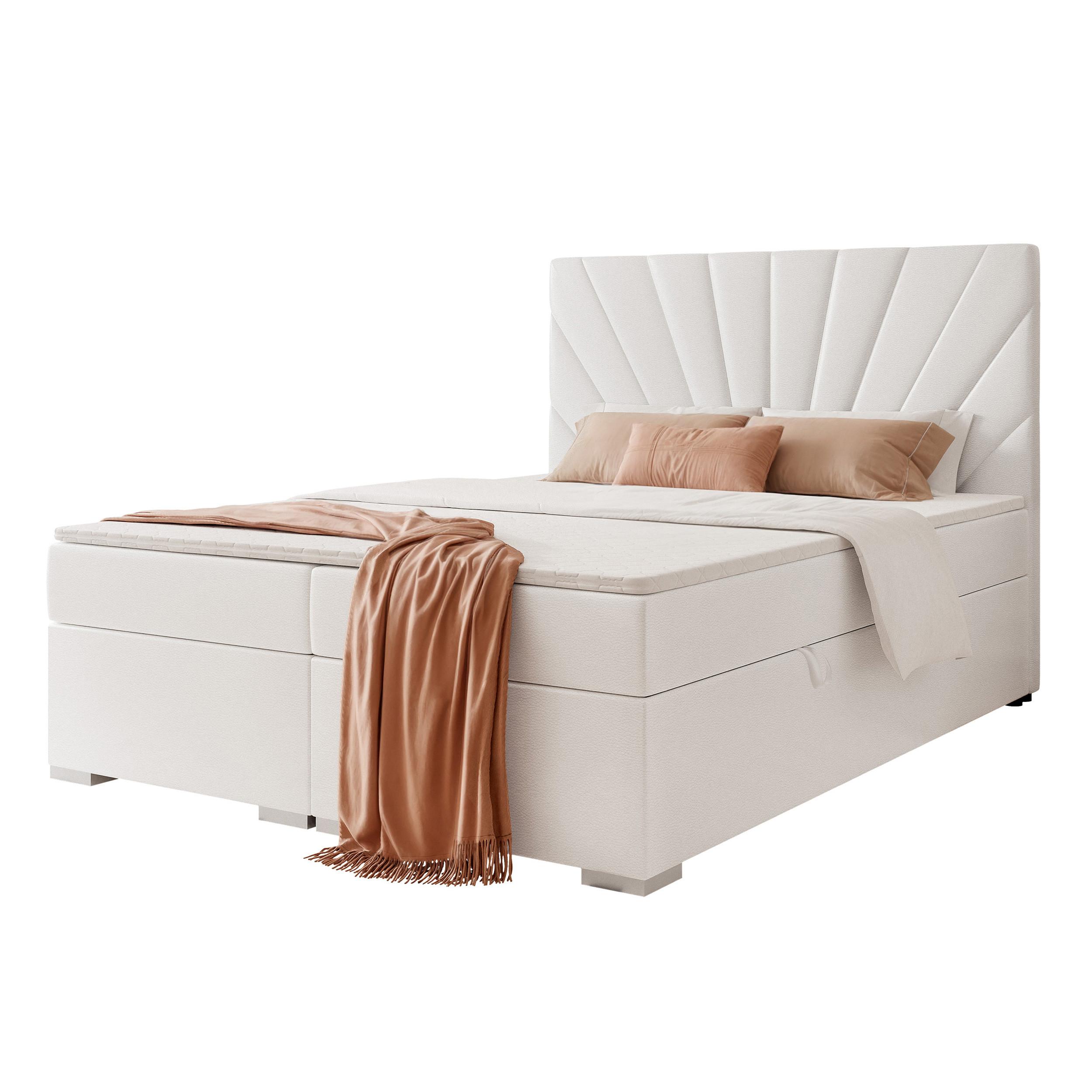 BOXBETT 160x200 cm mit Topper - Weiß, Holzwerkstoff/Textil (120/200cm) - Idohome