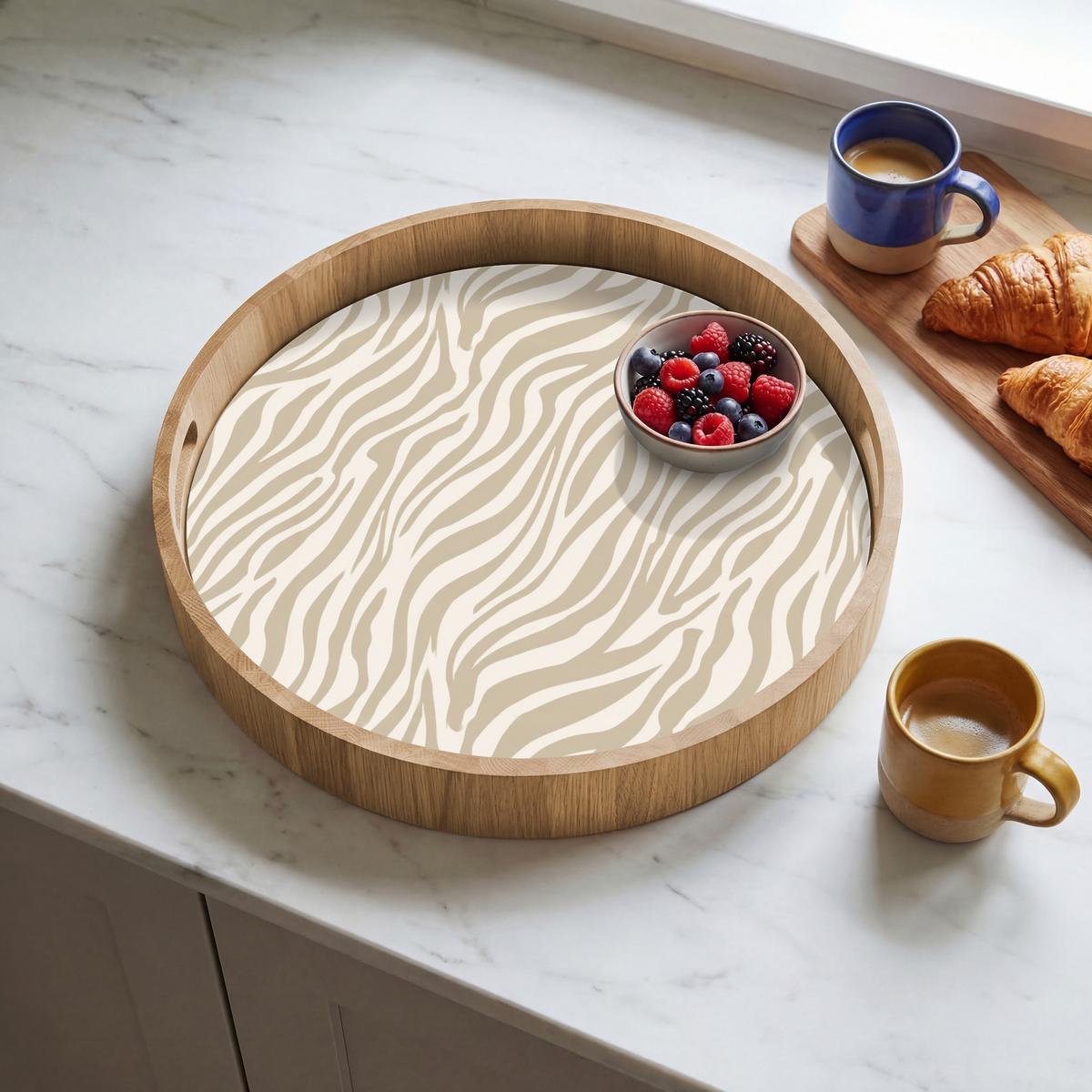TABLETT Zebra - Muster - Beige 40x40 cm - Beige, Holz (40/5/5cm) - OnlyWow