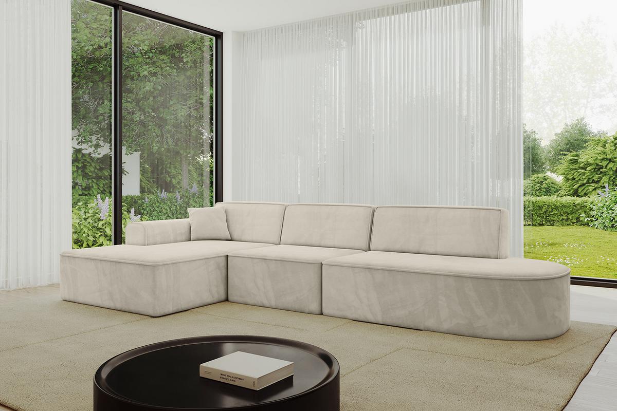 ECKSOFA Ottomane Links IREA-L2-v4 - 328x171x79 cm Dunkelgrau - Ecru, Holzwerkstoff/Textil (328/171cm) - ALTDECOR