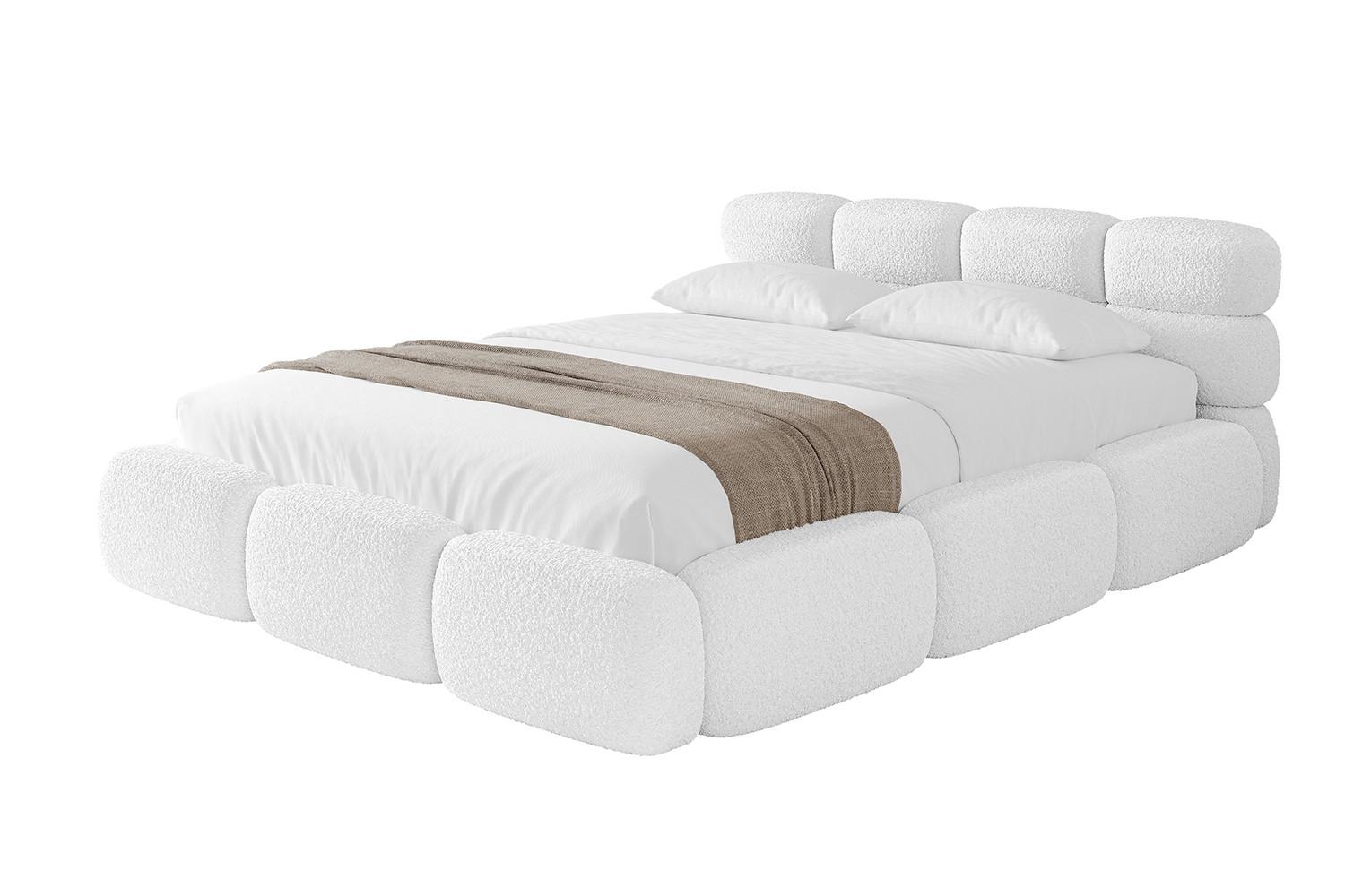 POLSTERBETT mit Bettkasten und Lattenrost, Boxbett ohne Matratze - NOMA 120x200 Weiß - Weiß, Holzwerkstoff/Textil (120/200cm) - ALTDECOR