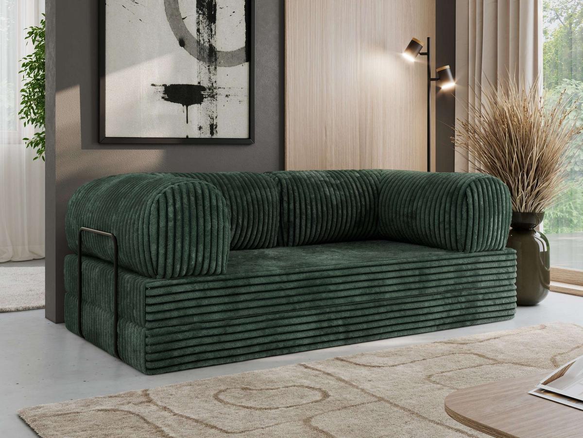 3-SITZER SOFA ORSETTO - Dunkelgrün Cord - Dunkelgrün/Schwarz, Textil/Metall (200/70/100cm) - MKS