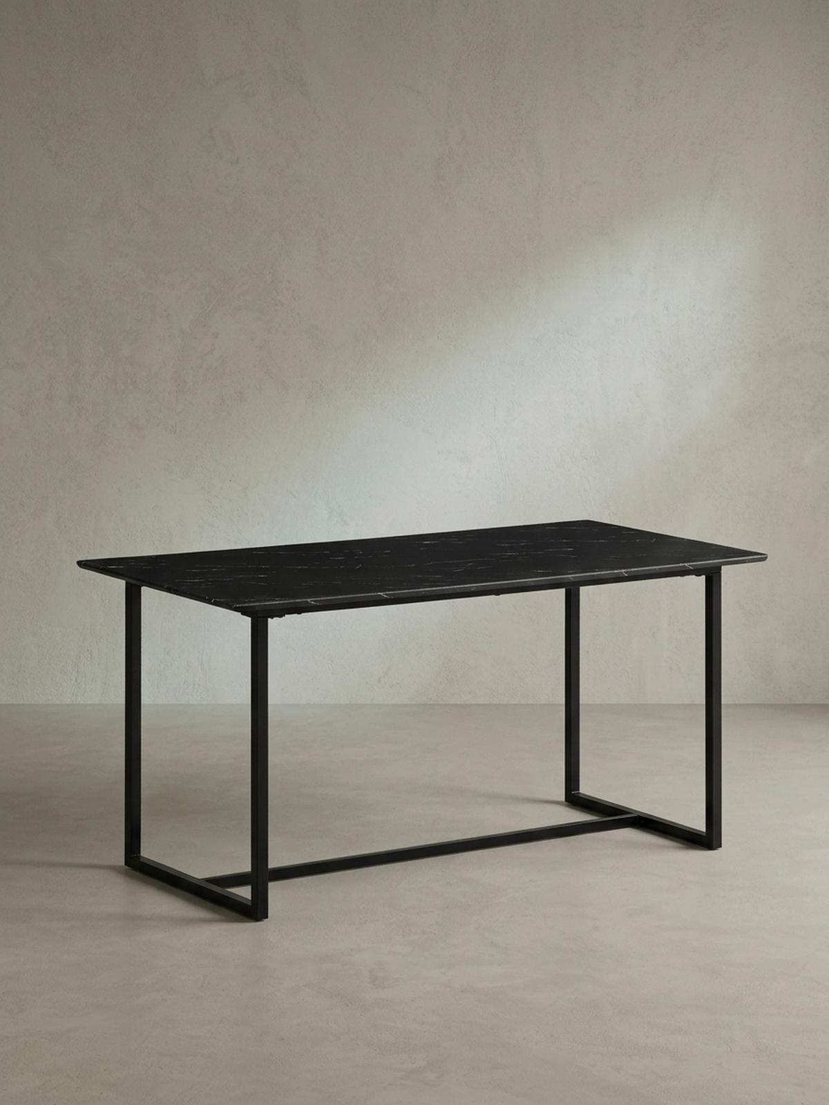 ESSTISCH Marmoroptik Metall Rechteckig Modern Klein, Schwarz 160x80x76 cm - Schwarz, Holzwerkstoff/Metall (80/160/76cm) - KADIMA DESIGN