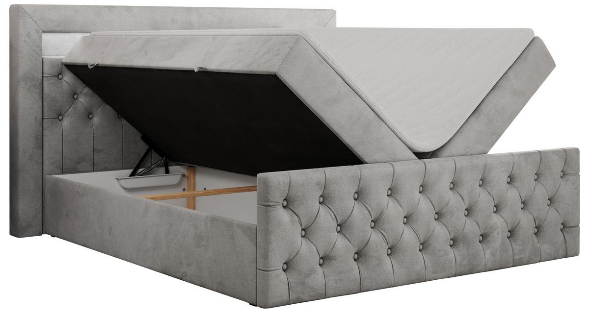 BOXBETT GOLD-9 LED 200/200 Hellgrau Velvet - H4 - Hellgrau, Holz/Textil (200/200cm) - MKS
