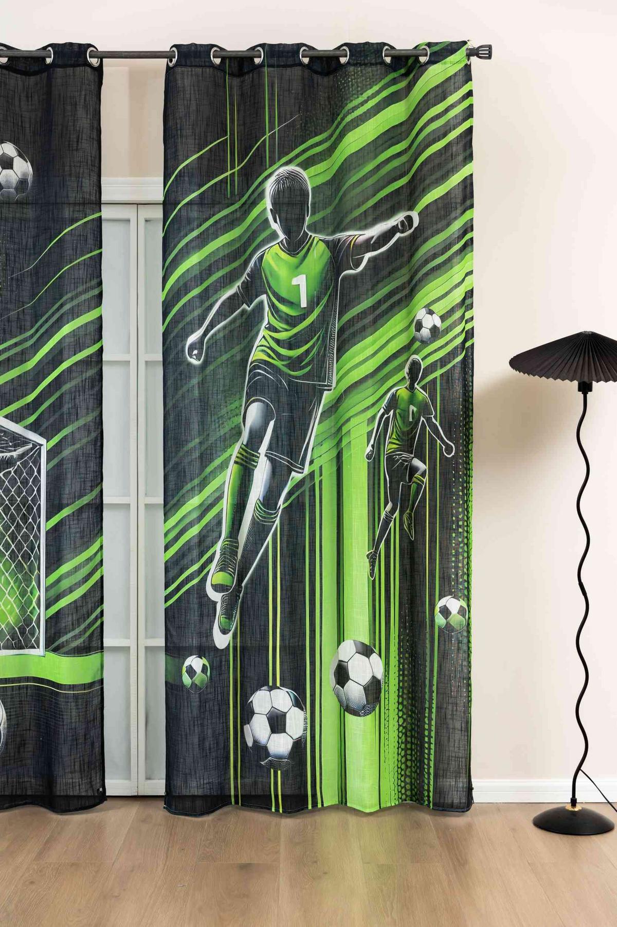 VORHANG 2ER SET SEOUL HxB 245x140 cm Fußball - Grün, Textil (140/245cm) - Gardinenbox
