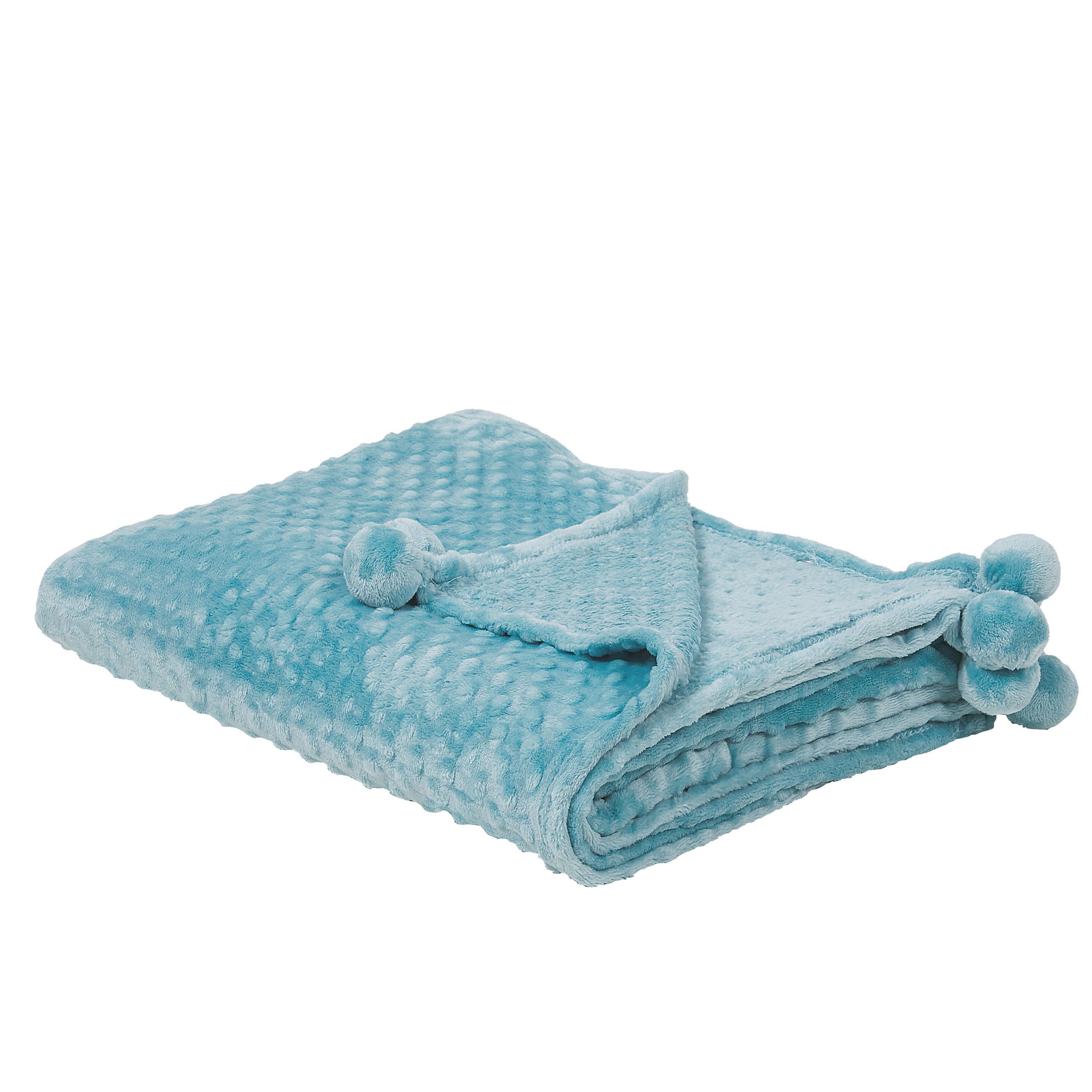 DECKE Hellblau Samur 200/150 cm - Hellblau, Textil (150/200cm) - Beliani