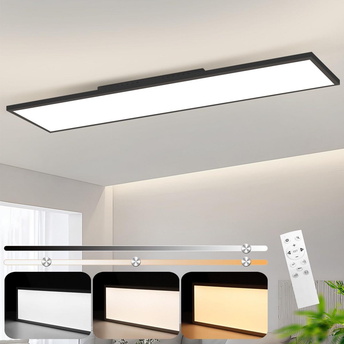 LED-DECKENLEUCHTE Liorthain 29.5/5/119.5 cm - Schwarz, Metall (119.5/29.5/5cm) - ZMH