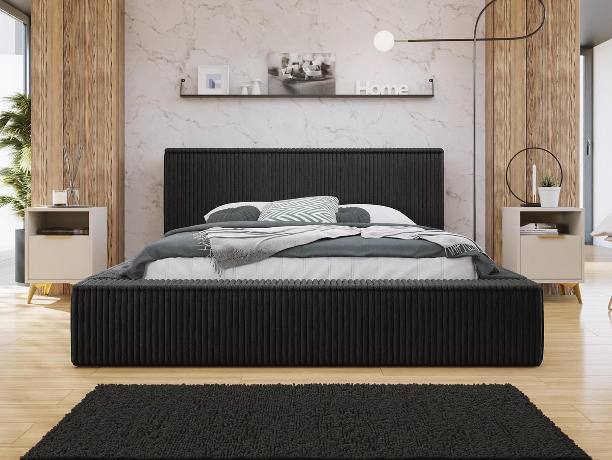 POLSTERBETT Glexi - Dunkelgrau, Holz/Textil (180/200cm) - MIRJAN24