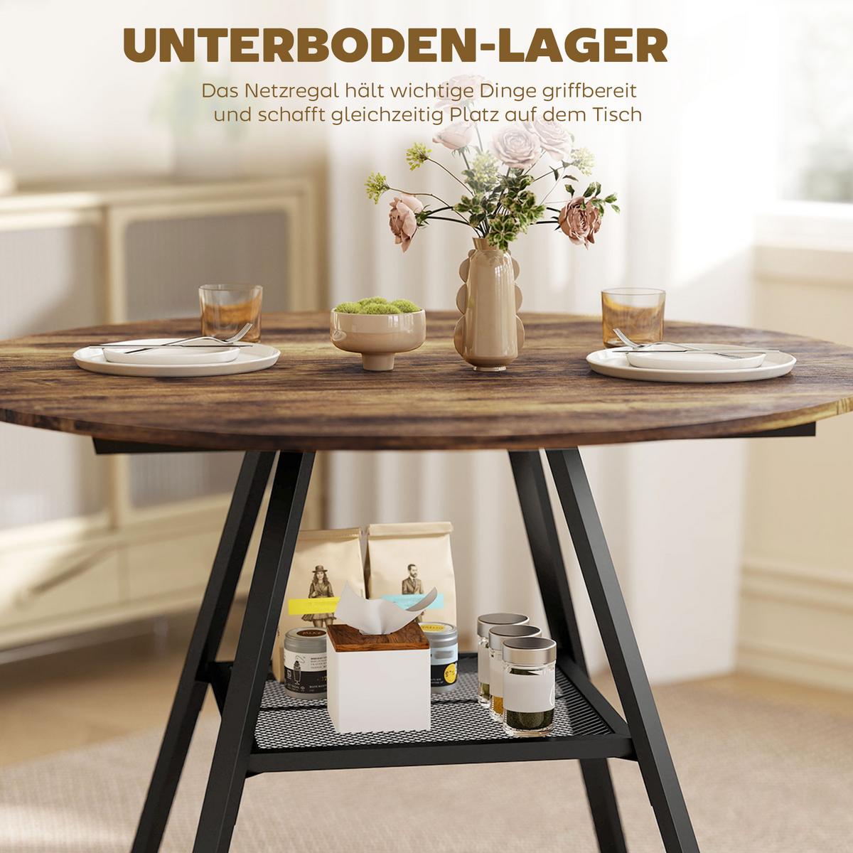 ESSTISCH Spanplatte Metall Rustikal Braun - Braun, Holzwerkstoff (100/100/76cm) - HOMCOM