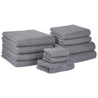 BADEHANDTUCH 11-teiligGrau Areora - Grau, Textil (100/150cm) - Beliani