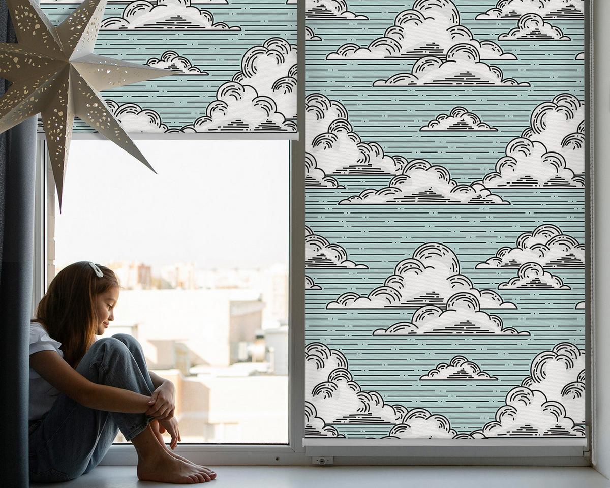INNENROLLO - Fensterrollo - Rollo - 110x140 cm - Wolken - Weiß, Kunststoff (110/140/0.5cm) - TULUP