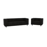 SITZGARNITUR 3+1 Tove Schwarz Cord - Schwarz, Holz/Kunststoff (175/65/80cm) - S-Style Möbel