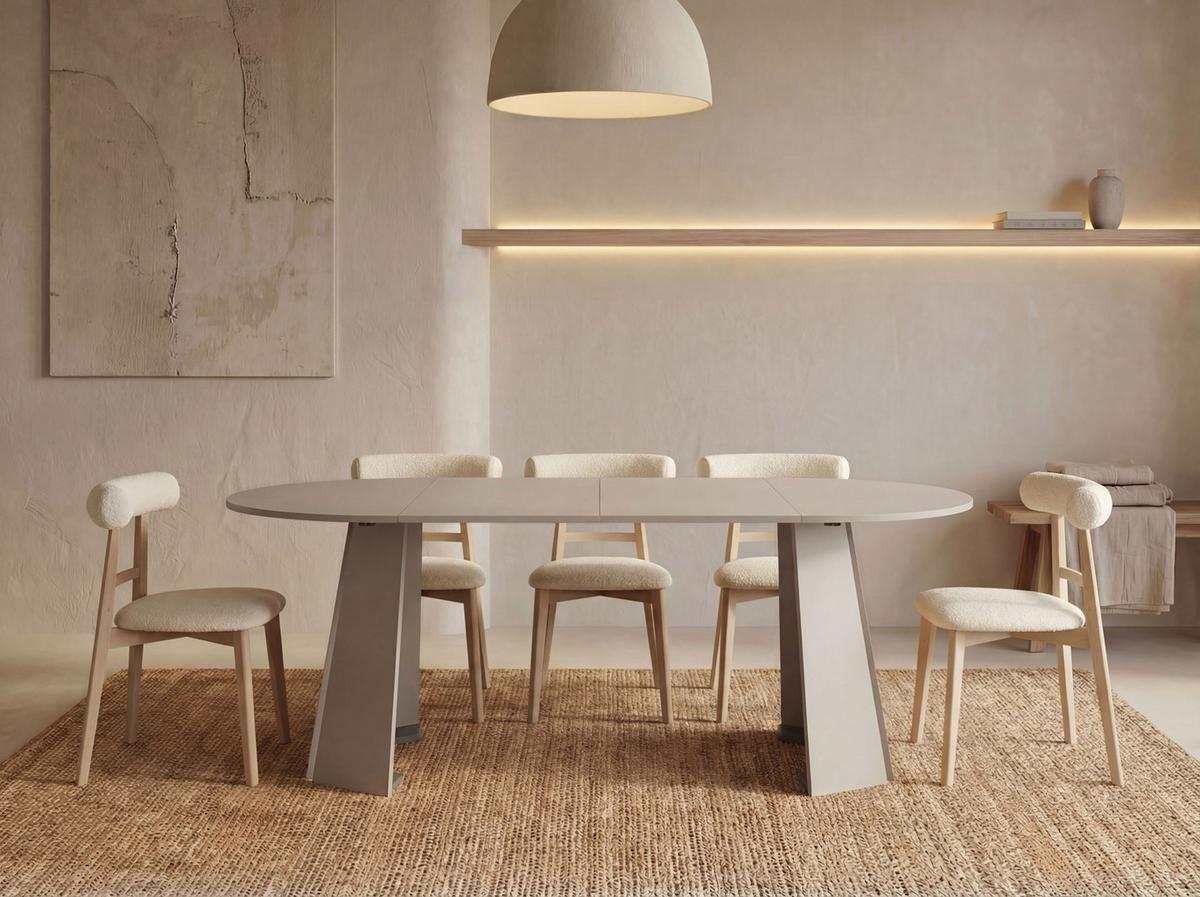 ESSTISCH Lunda rund ausziehbar verlängerbar, Kaschmir Grau-Beige 100-180/100/76 cm - Kaschmir/Beige, Holzwerkstoff (100/180/76cm) - WFL GROUP
