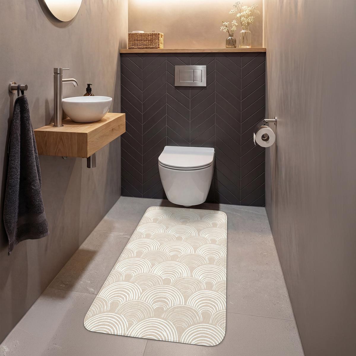 WC-VORLEGER Wellen - Textur - Beige Toilettenvorleger 60x120 cm - Kaschmir, Textil (60/1cm) - OnlyWow