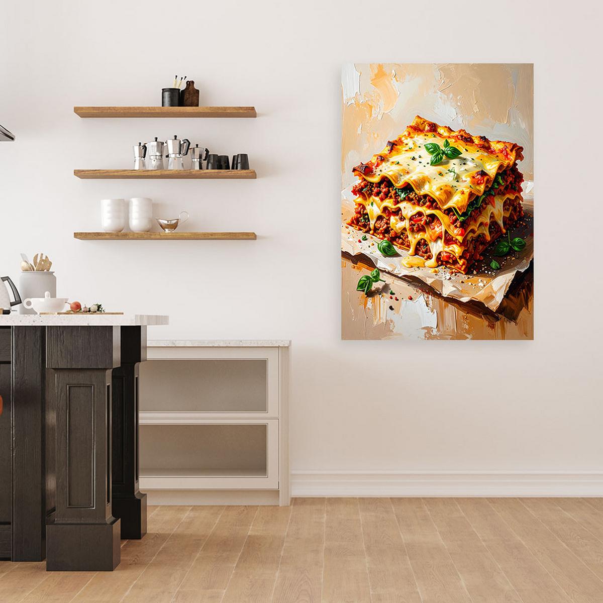 LEINWANDBILD Lasagne Essen 40x60cm - Beige, Textil (40/60cm) - Feeby