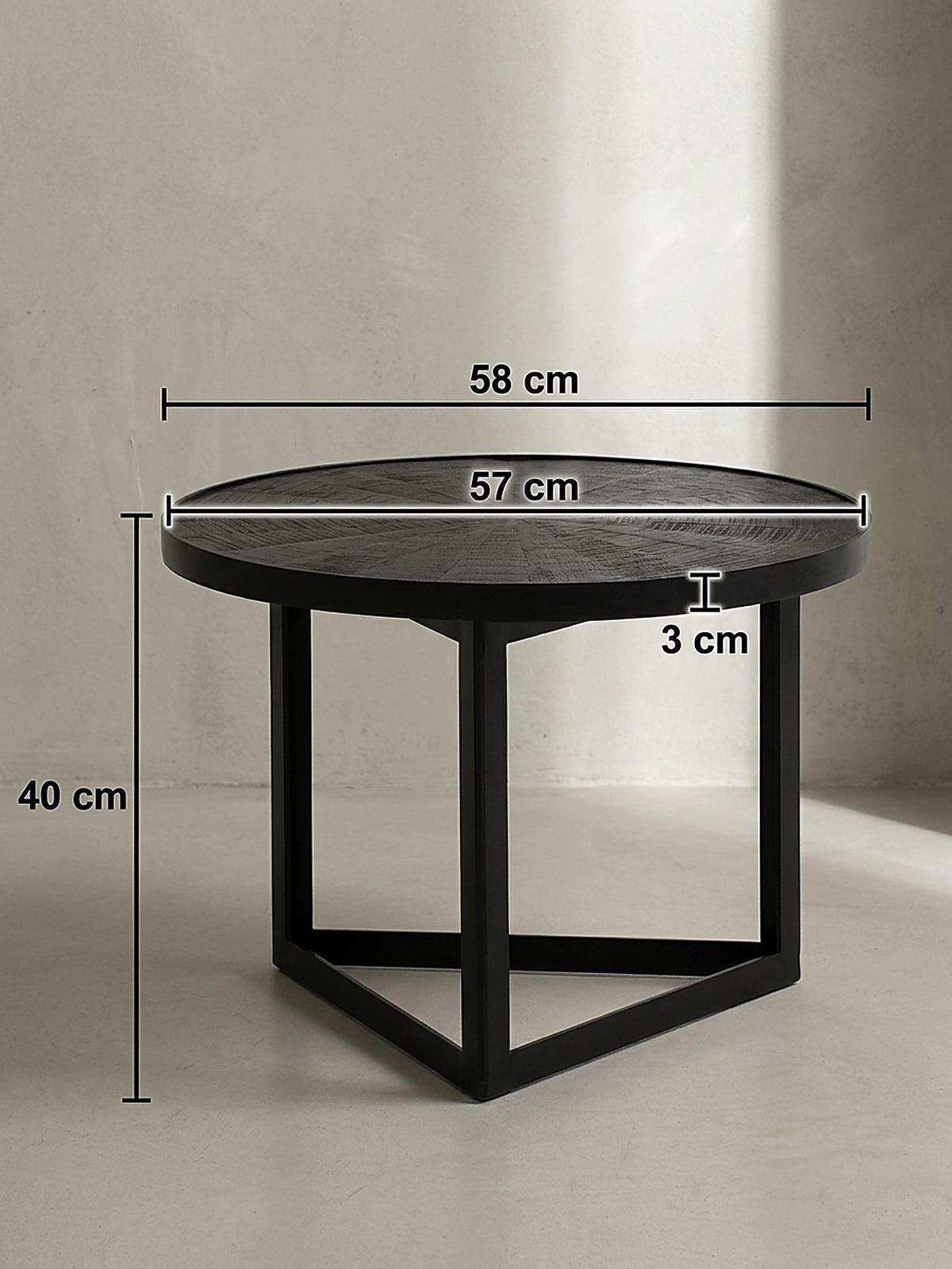 COUCHTISCH Schwarz Massivholz Mango Rund 58x58x40 cm Industrial Design - Schwarz, Holz/Metall (58/58/40cm) - KADIMA DESIGN
