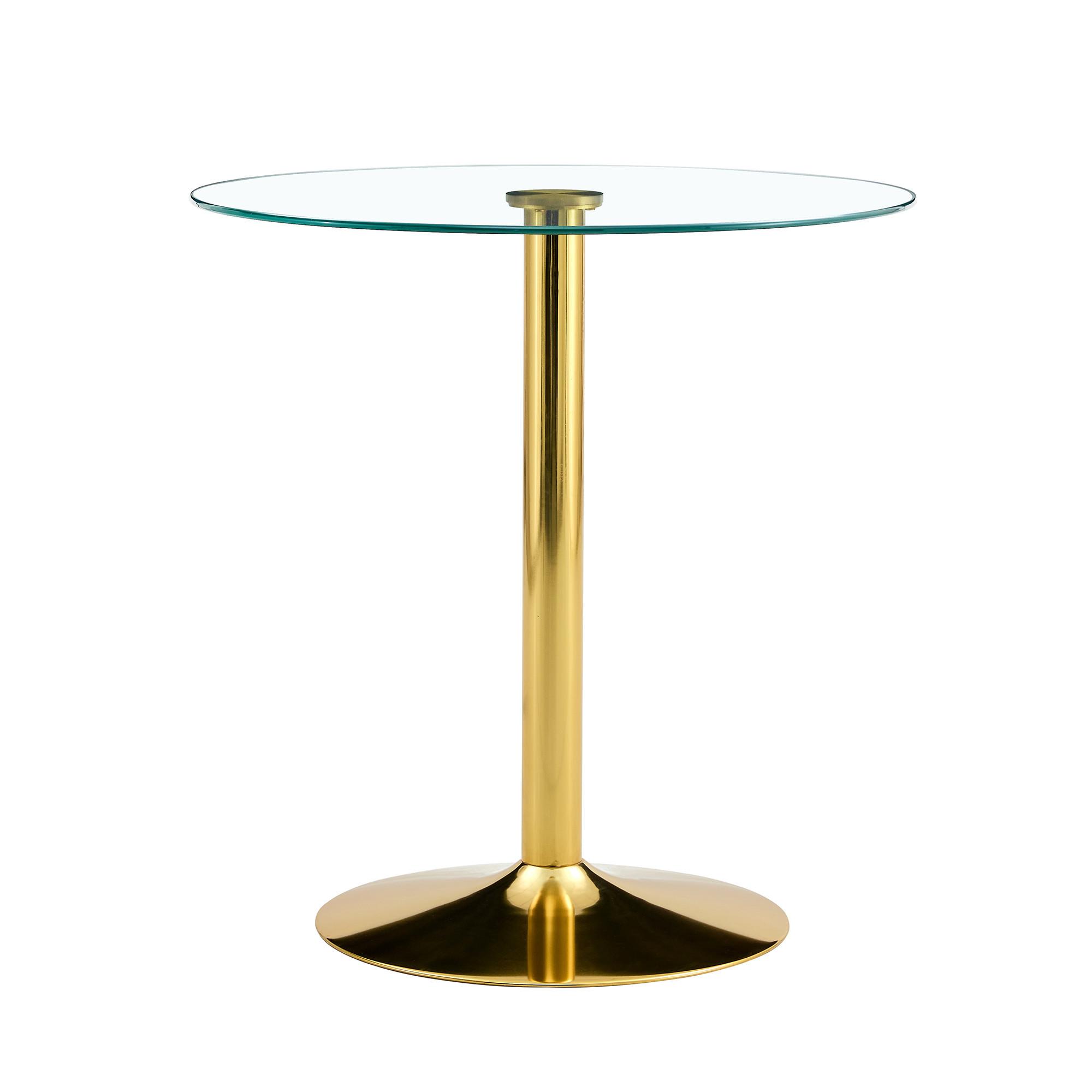 BARTISCH runder glas & gold Ø 89 cm mit trompetenfuß - Goldfarben, Glas (89/89/92cm) - Urban Meuble