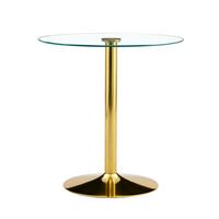 BARTISCH runder glas & gold Ø 89 cm mit trompetenfuß - Goldfarben, Glas (89/89/92cm) - Urban Meuble