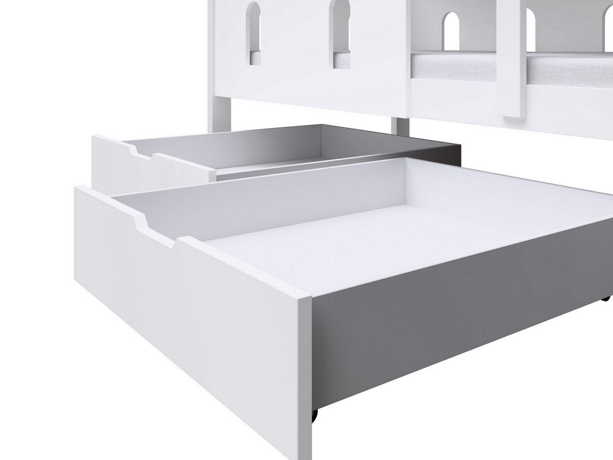 ETAGENBETT AVALON mit Bettkasten 75x180 cm Weiß - Weiß, Holz (75/180cm) - MASSENO