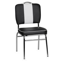 ESSZIMMERSTUHL Kunstleder mit Rückenlehne und Polstersitz Retro 50er Jahre, Schwarz 47x45x90 cm - Silberfarben/Schwarz, Textil/Metall (47/90/45cm) - KADIMA DESIGN