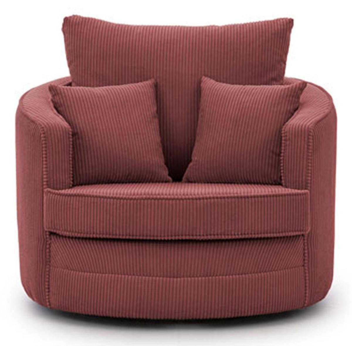 DREHSESSEL Ted aus Terrakotta Cord-Stoff - Terracotta/Schwarz, Holz/Textil (107/94/100cm) - S-Style Möbel