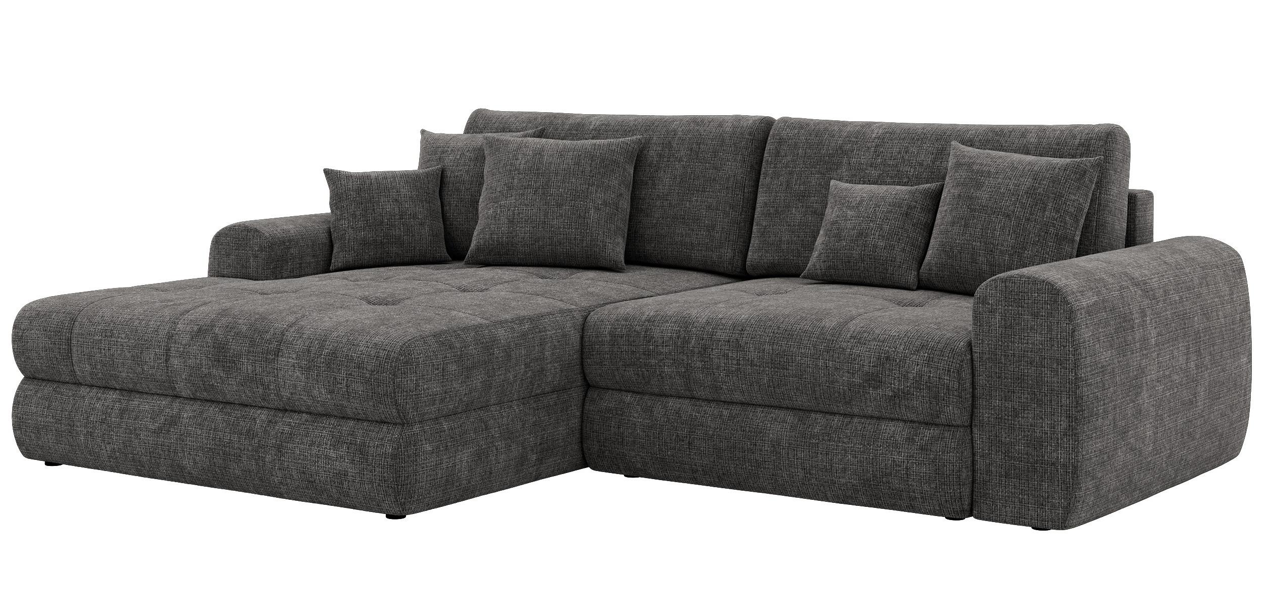 ECKSOFA ARELIA L - Dunkelgrau Schenille grob gewebt - Rechts Seite - Dunkelgrau/Schwarz, Kunststoff/Textil (205/292cm) - MKS