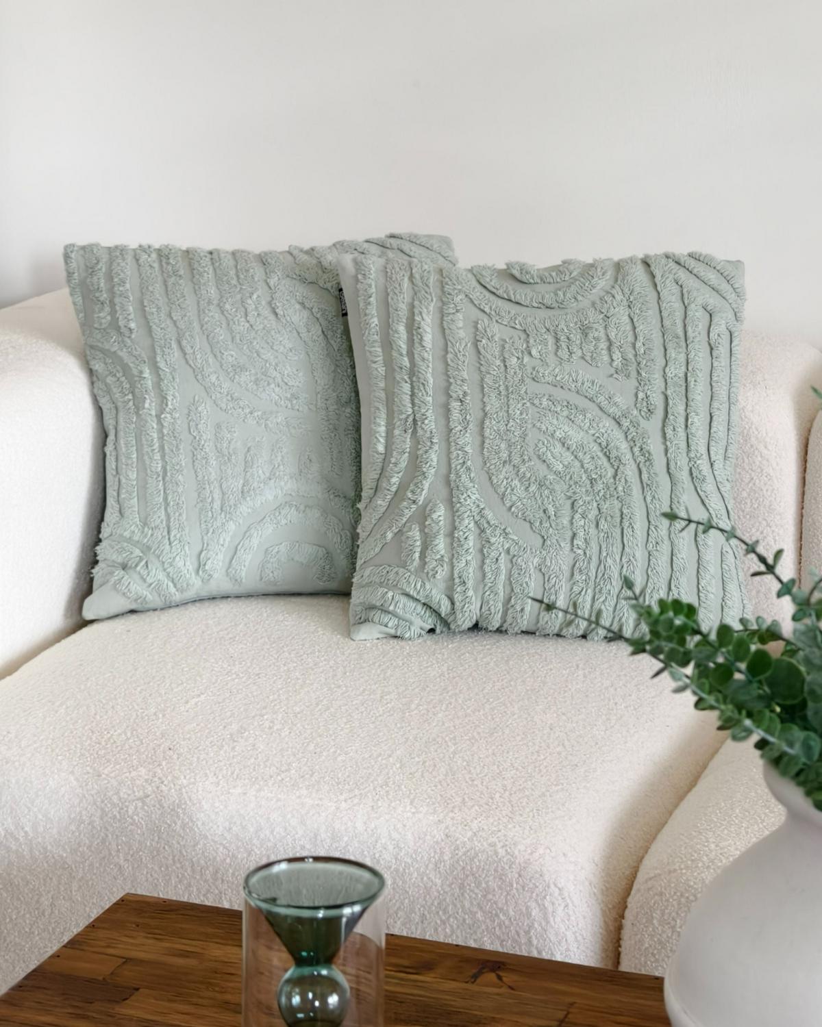 DEKOKISSEN 2er-Set Mintgrün 45/45 cm Tellima - Mintgrün, Textil (45/45cm) - Beliani
