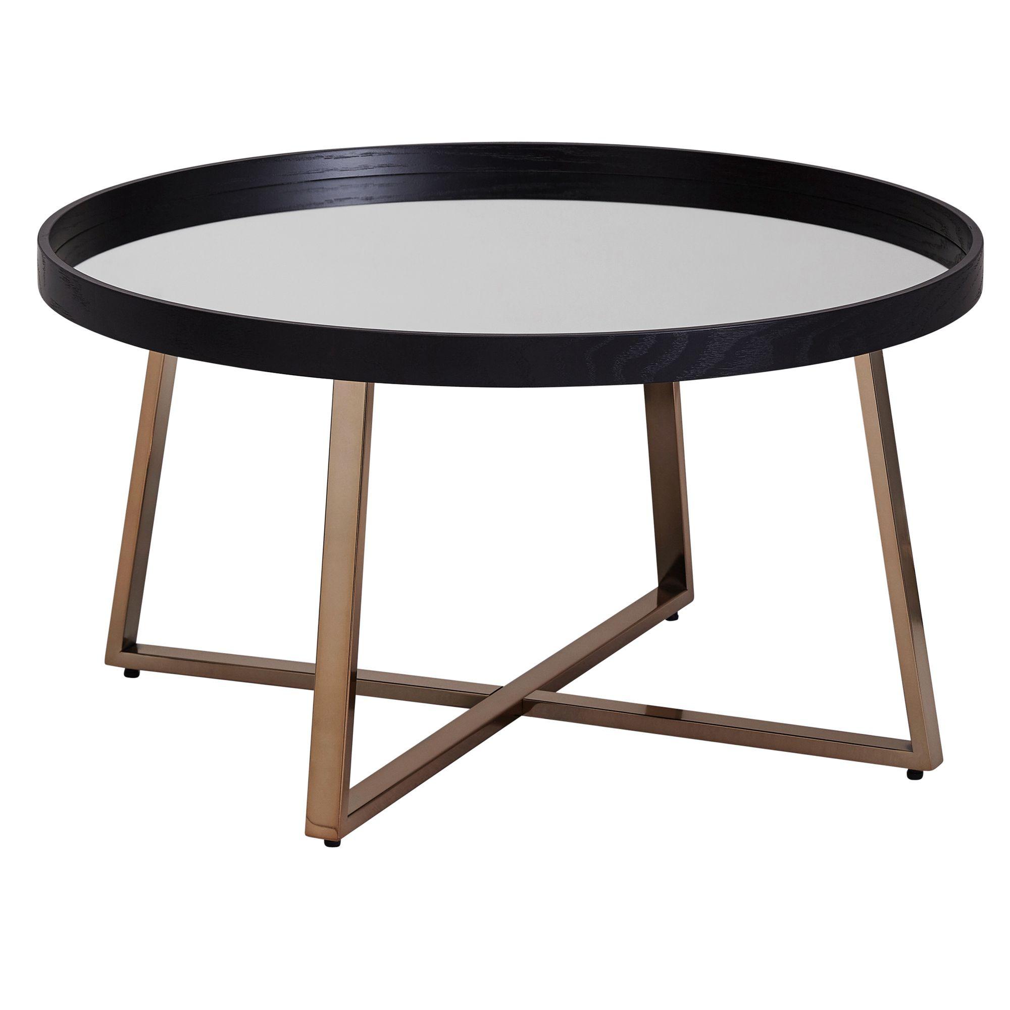 COUCHTISCH Dunkel-Gold Spiegelglasplatte Ø 78 cm Schwarz Metall-Gestell - Goldfarben/Schwarz, Glas/Metall (78/78/42cm) - KADIMA DESIGN