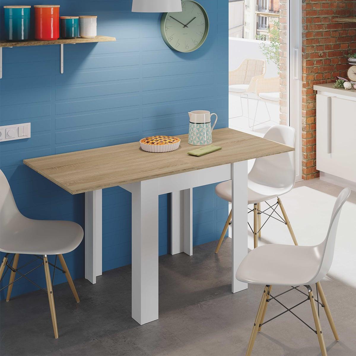 TISCH ausziehbarer Klappsystem in Buchform 67/67/79 cm - Weiß, Holzwerkstoff (7.9/67/79cm) - Calicosy