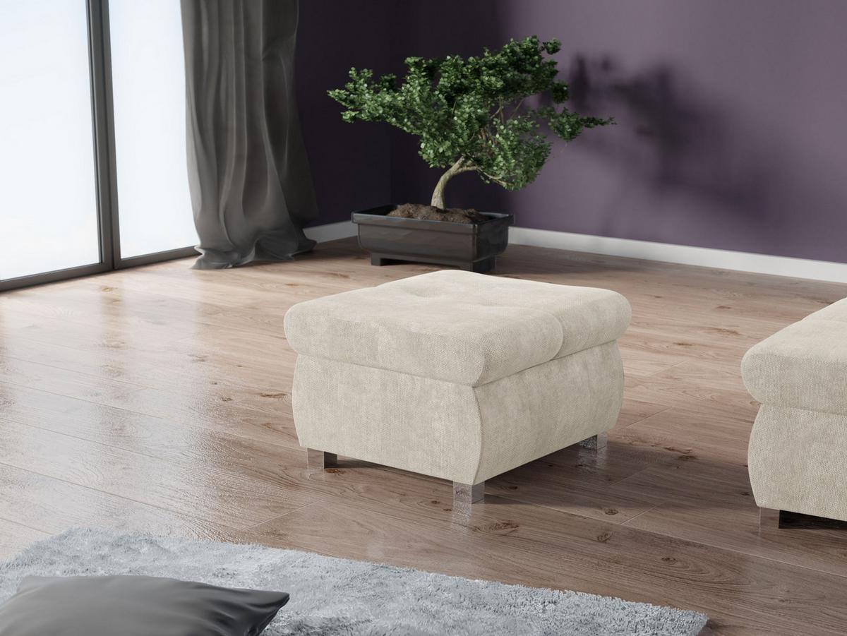 POLSTERHOCKER Orkan Klein - Silberfarben/Creme, Holz/Textil (60/39/60cm) - MIRJAN24