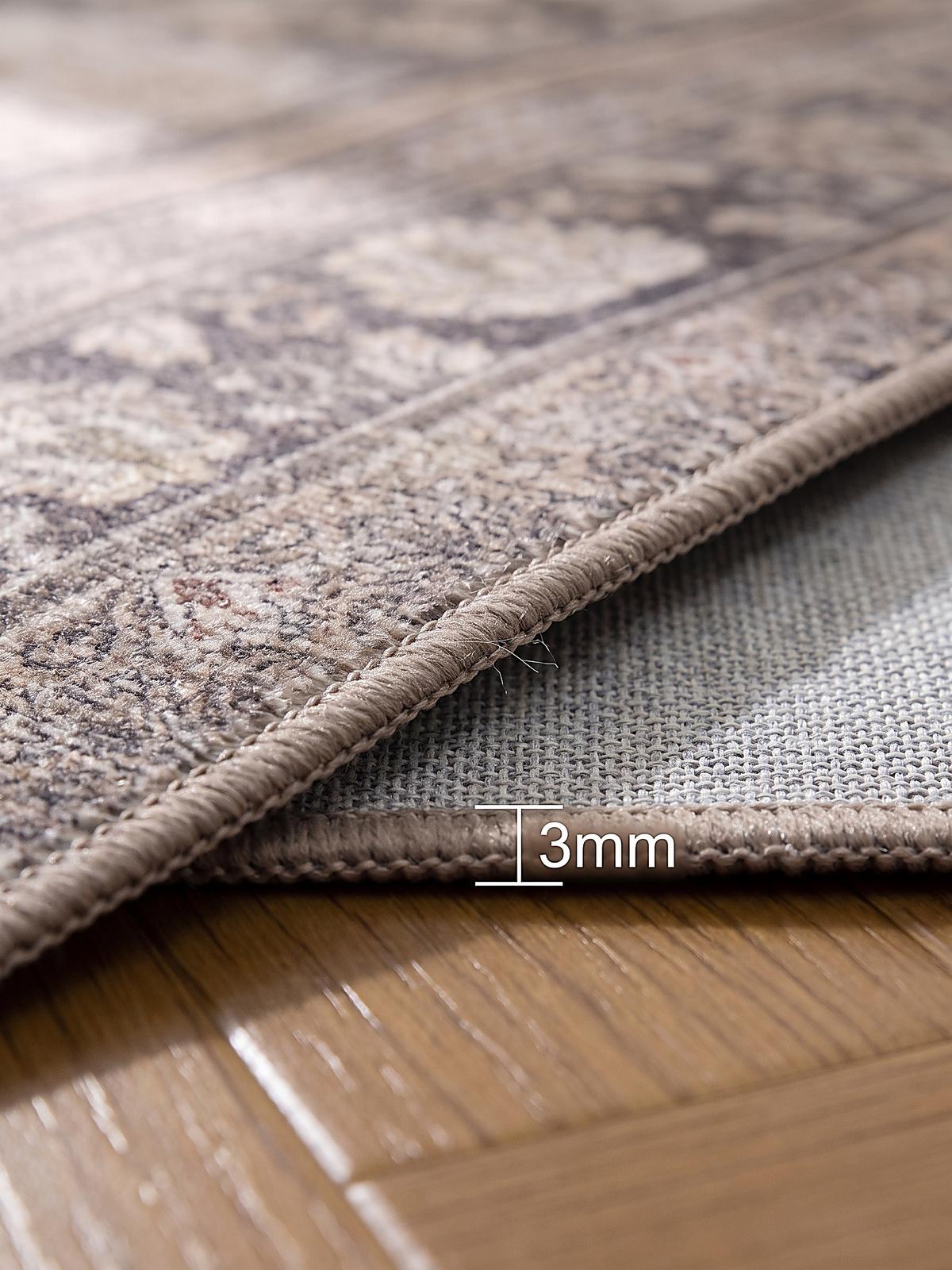 TEPPICH Kurzflor, waschbar, mit floralen Ornamenten, VERNANTE in Braun-Grau, 200 x 290 cm - Braun, Textil (200/290cm) - KADIMA DESIGN