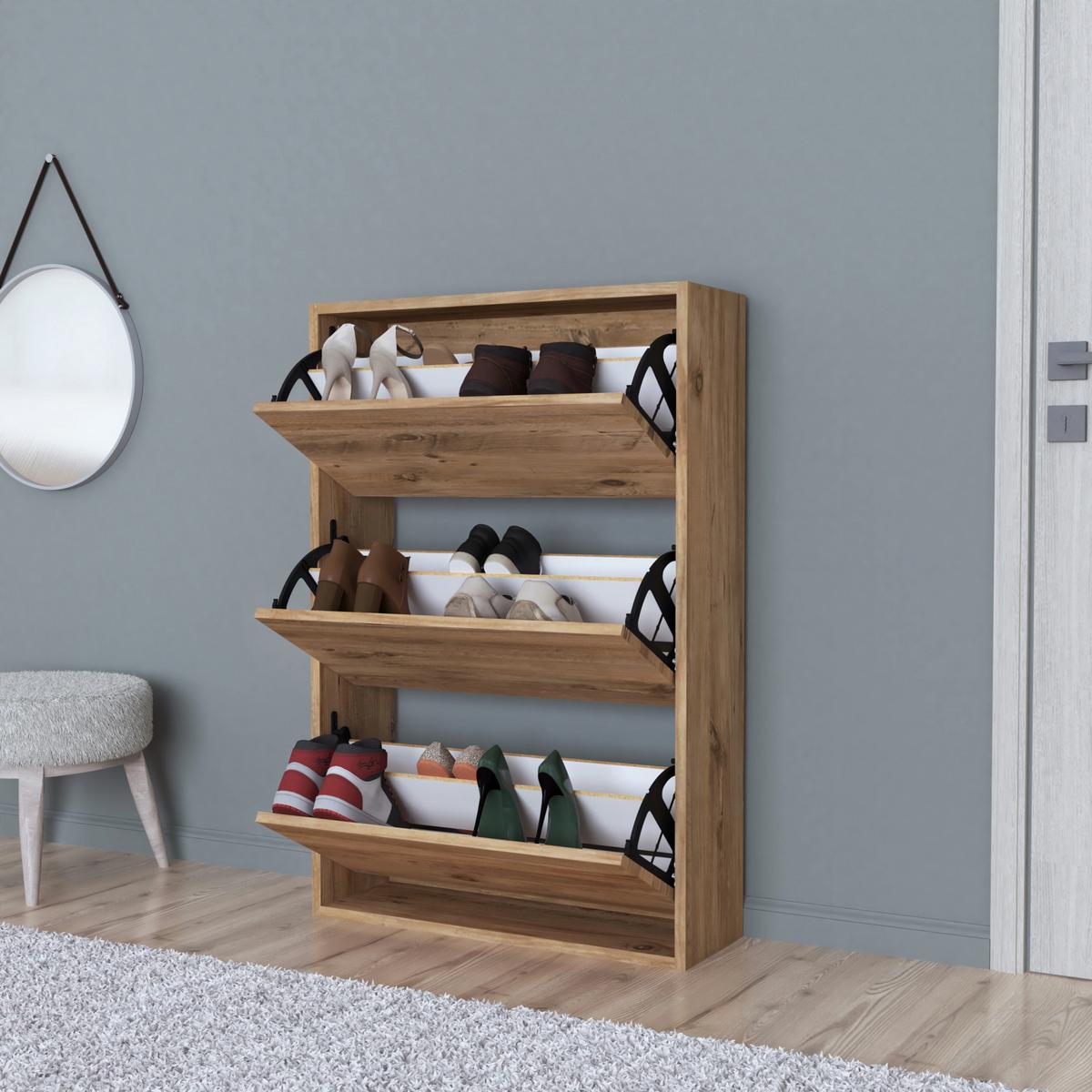 SCHUHKIPPER Aurskog - Eichefarben, Holzwerkstoff (73.5/110/24cm) - [en.casa]