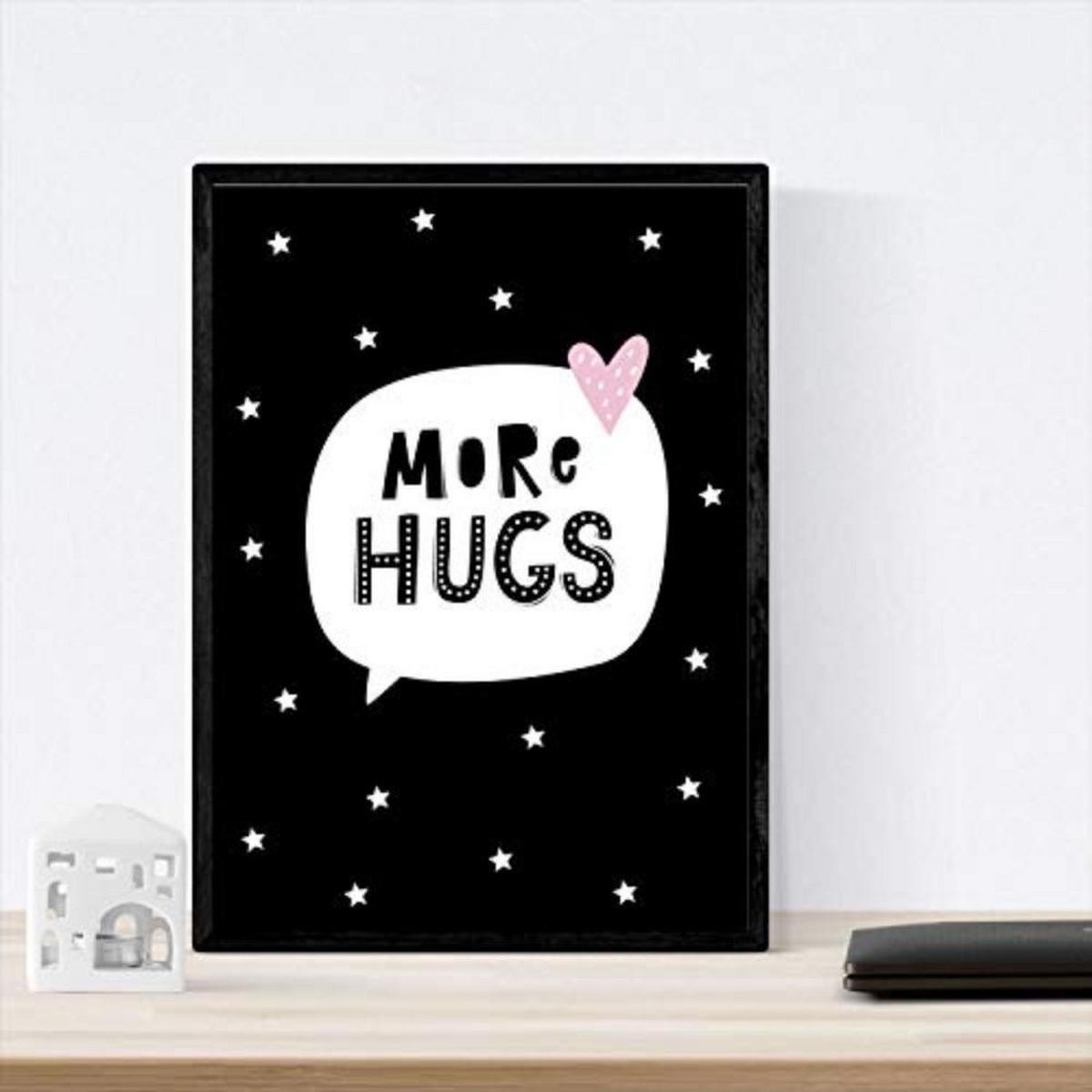 POSTER Set mit 4 „Pinguino, Fuchs und Bär umarmt“ Tiere A3 Schwarzer Rahmen - Schwarz, Papier (29.7/3cm) - Nacnic