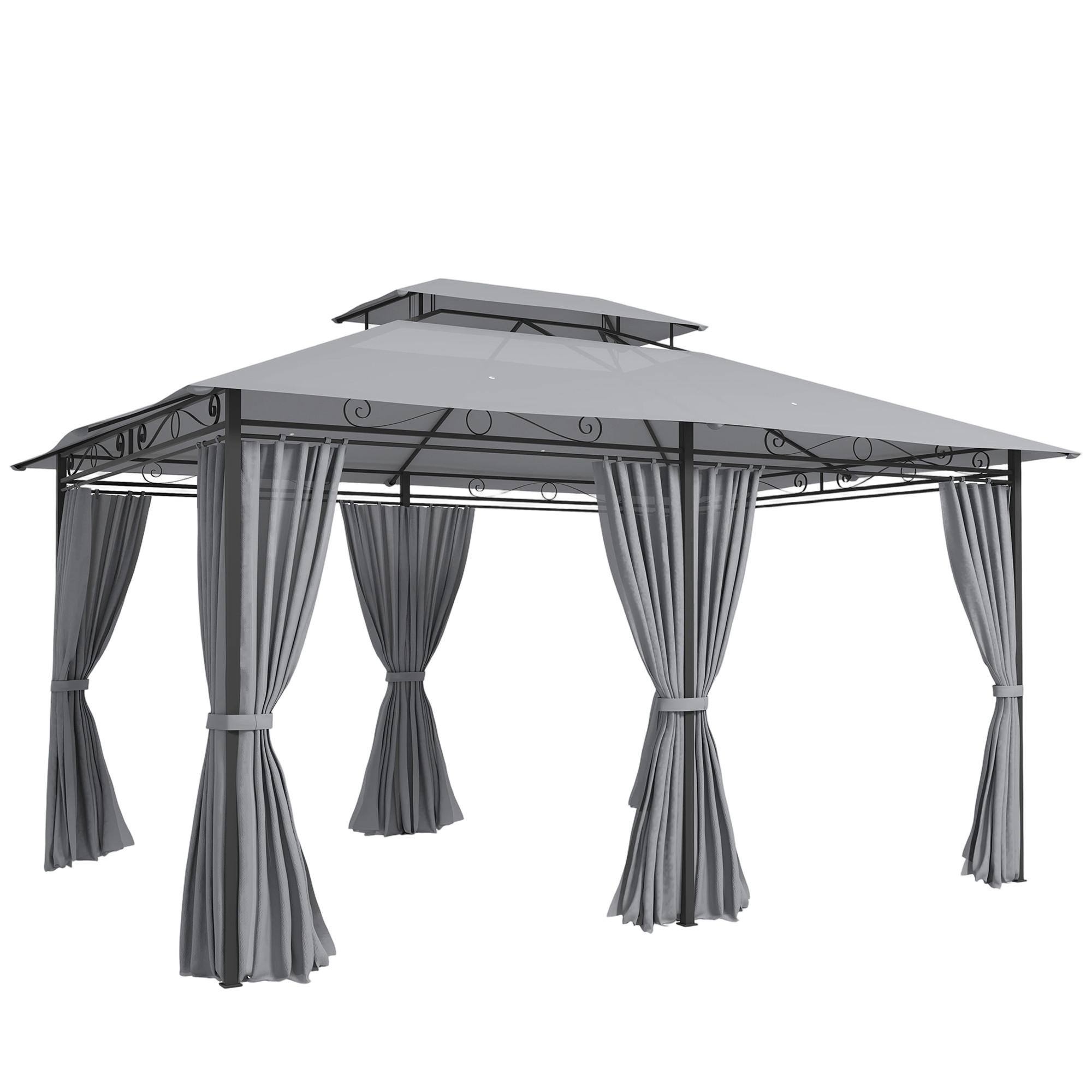PAVILLON Stahl Polyester Dunkelgrau - Dunkelgrau, Textil/Metall (300/280/400cm) - Outsunny