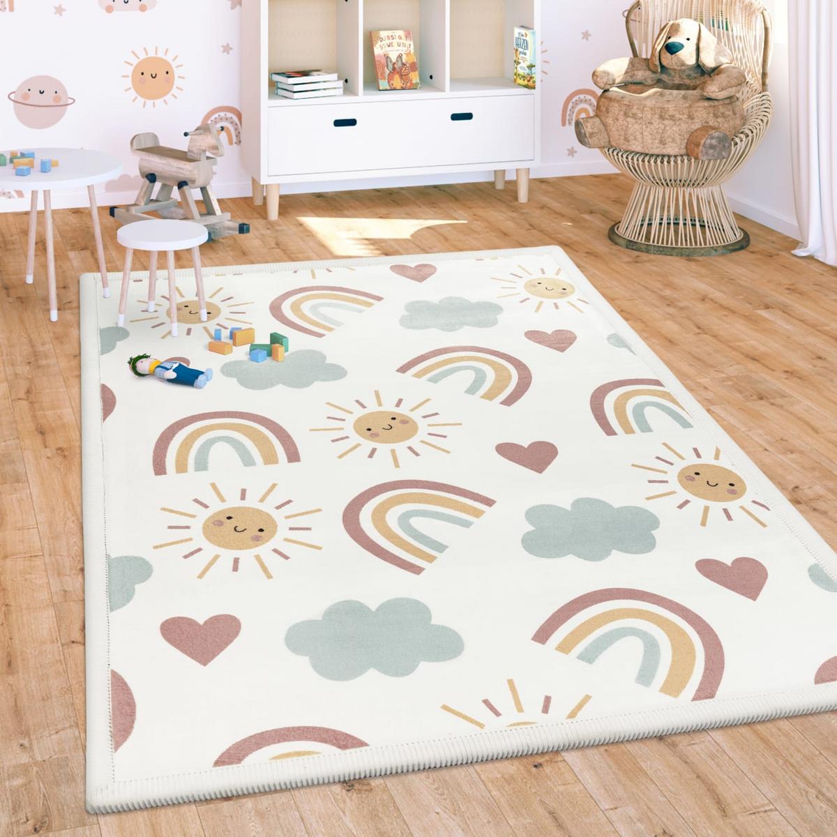 KINDERTEPPICH Waschbar, mit Regenbogen-Motiv, aus Polyester, Mehrfarbig, 140 x 200 cm - Multicolor, Textil (200/140cm) - KADIMA DESIGN