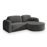 ECKSOFA AMILIA M R-S Grau Velours-Stoff mit Schlaffunktion - Grau, Holz (263/174cm) - MASSENO