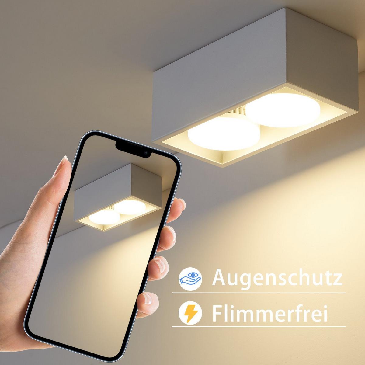 LED Deckenstrahler 2 Flammig Aufputz LED Deckenspots - Aufbaustrahler Weiß GX53 20/10/8cm - Weiß, Metall (20/10/8cm) - ZMH