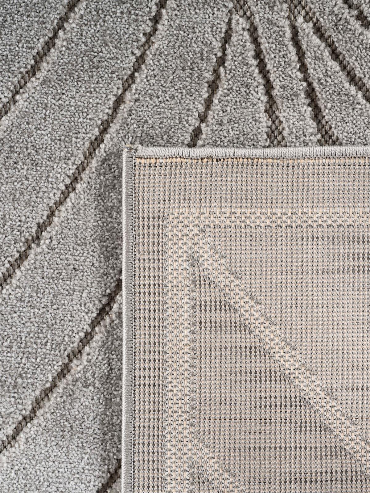 TEPPICH Outdoor, Fußbodenheizung-geeignet, mit Blattmotiv, aus Polypropylen, ENGADIN in Silbergrau, Ø 120 cm - Grau, Textil (120/120cm) - KADIMA DESIGN