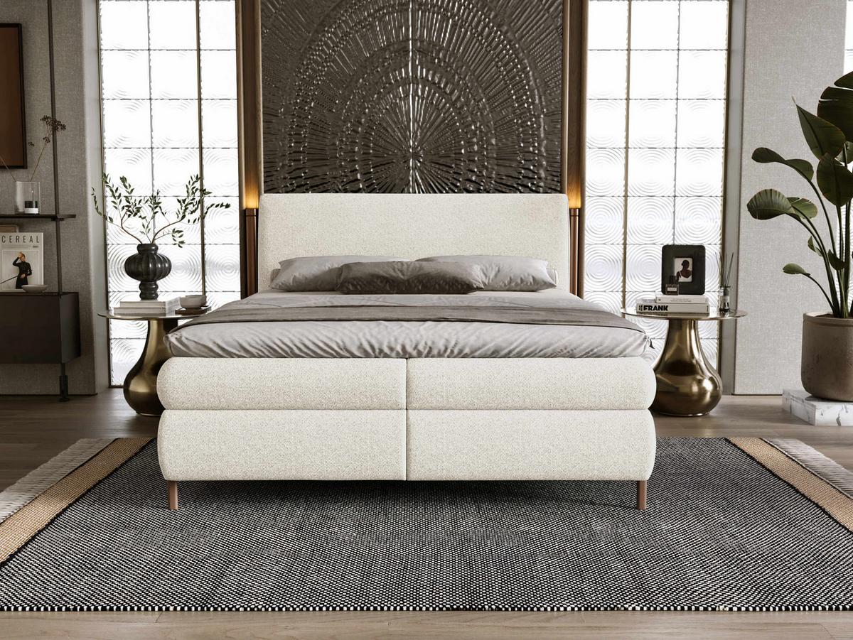 BOXBETT Evia - H3 - Creme/Braun, Holzwerkstoff/Textil (140/200cm) - MIRJAN24