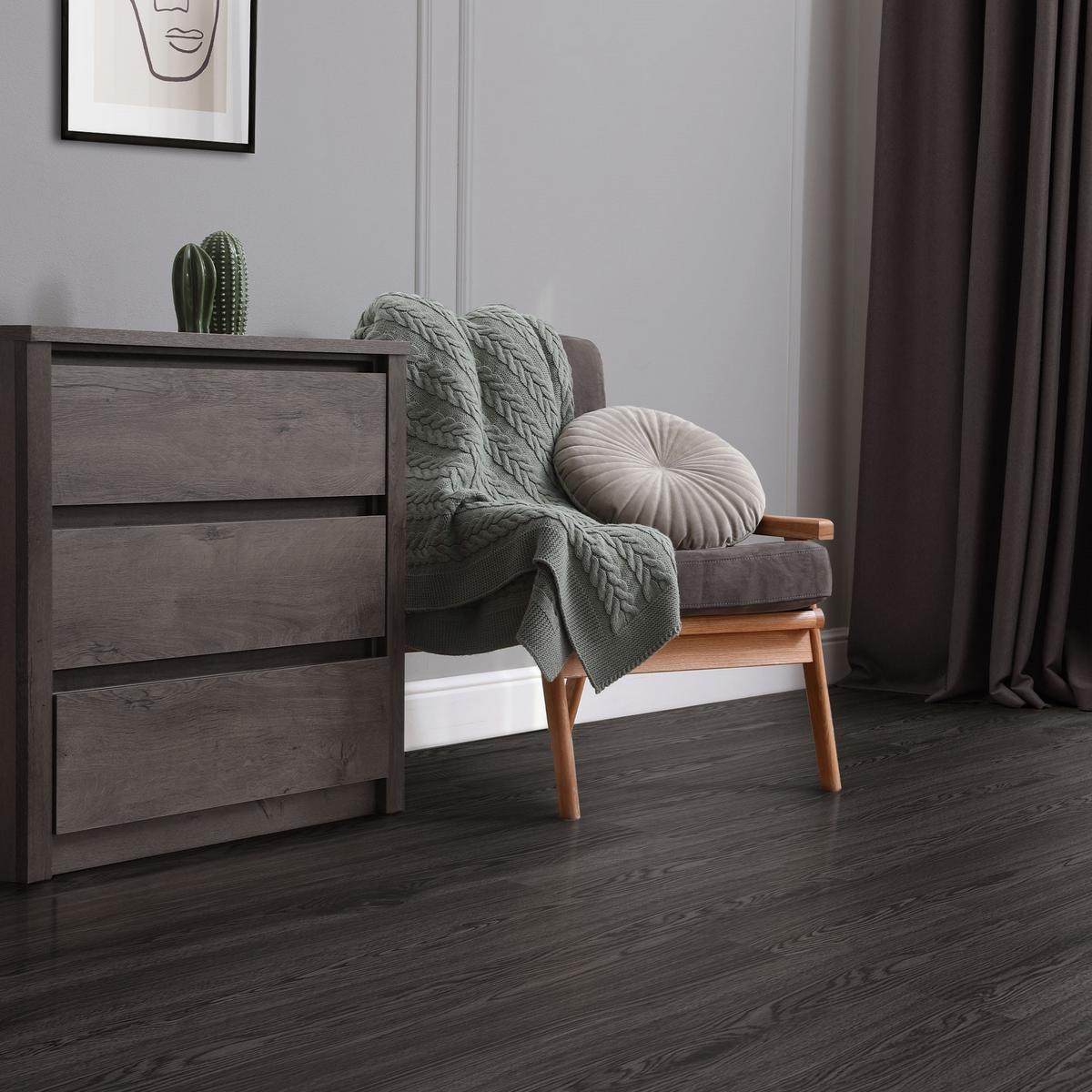 VINYLBODEN selbstklebend 2,23m²/16 Dielen Eiche dunkelgrau - Dunkelgrau, Kunststoff (91.5/15.3/0.2cm) - ML-DESIGN
