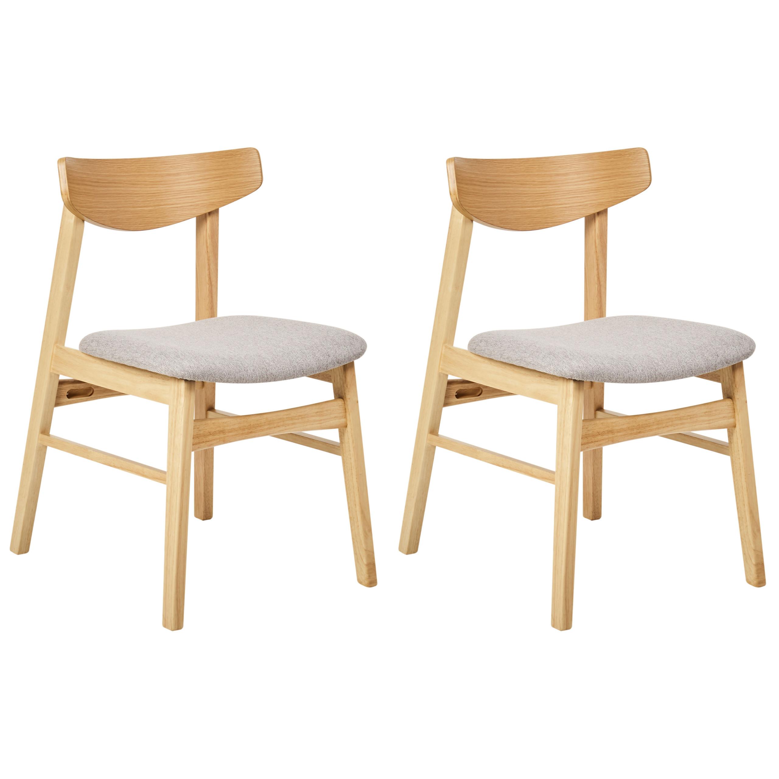ESSZIMMERSTUHL 2er-Set Holz Hellbraun/Grau Smiley - Hellgrau, Holz (48/75/52cm) - Beliani