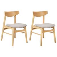 ESSZIMMERSTUHL 2er-Set Holz Hellbraun/Grau Smiley - Hellgrau, Holz (48/75/52cm) - Beliani