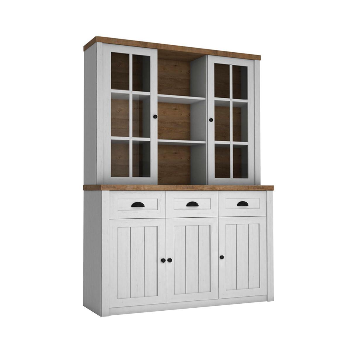 GESCHIRRSCHRANK Léandre Weiß und Holz - Weiß, Holzwerkstoff (130.2/198.1/43.3cm) - Petits-meubles