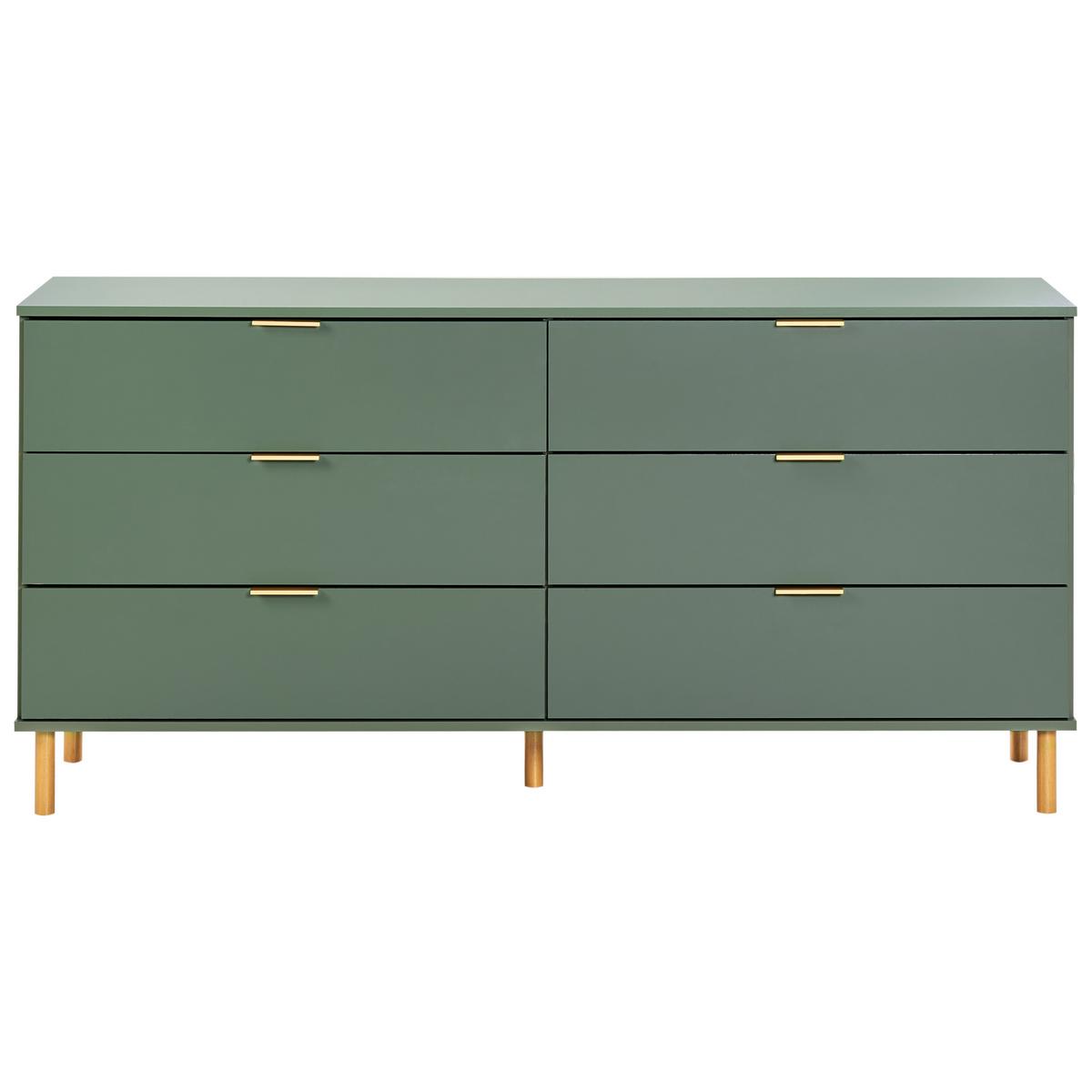 KOMMODE mit 6 Schubladen Grün Walpole - Grün, Holzwerkstoff (158/76/40cm) - Beliani