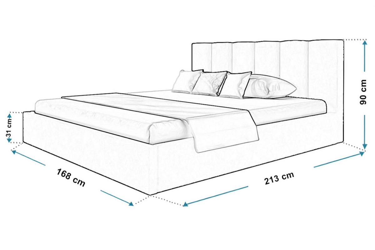 BETT 160x200 - Polsterbett mit Bettkasten und Metallrahmen - Modern Betten - Glatter Kronos-Stoff - Kollektion Tokio, Grün - Grün, Holz/Textil (160/200cm) - Alpi-Möbel