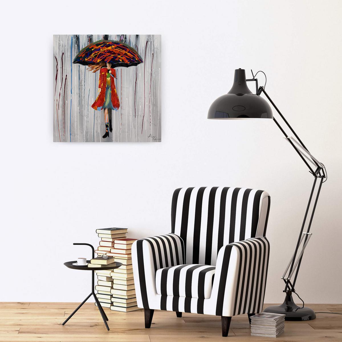 ACRYLBILD HANDGEMALT 60/60 cm - Rot/Grau, Holz/Textil (60/60cm) - KUNSTLOFT