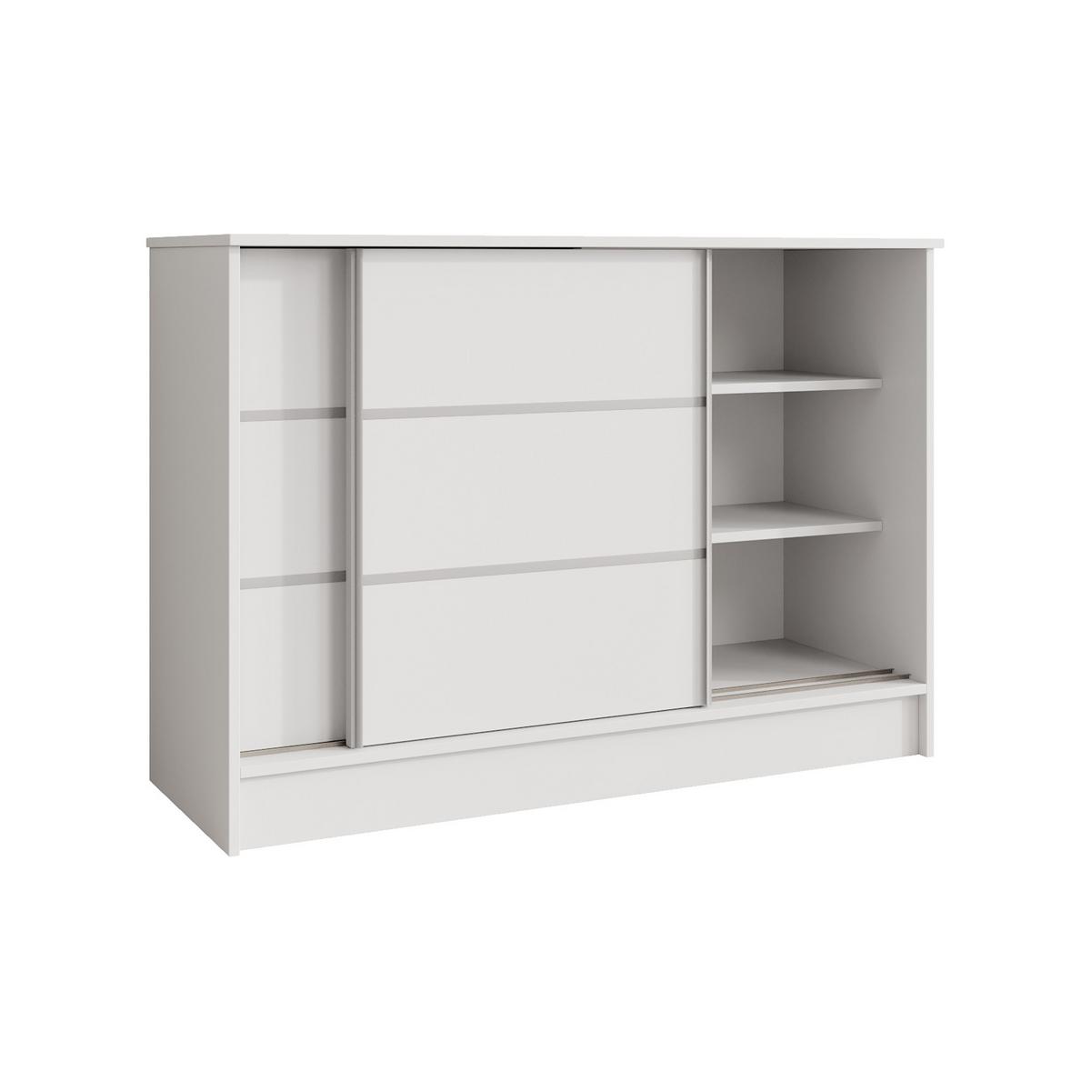 KOMMODE Mirela mit 2 Schiebetüren 120 cm, Weiß - Weiß, Holzwerkstoff (121/85/43.5cm) - Beautysofa