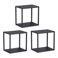 WANDREGAL-SET 3 TLG. Nostened - Schwarz, Metall (27.5/27.5/20cm) - [en.casa]