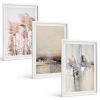 BILDER SET 3er Set - 40x60 cm Weißer Rahmen - Abstrakte Vegetationsmuster - Weiß, Kunststoff (40/60cm) - TULUP